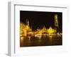 Market Square Lit Up at Night, Belfry of Bruges, Bruges, Belgium-null-Framed Photographic Print