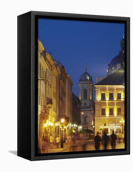 Market Square (Ploscha Rynok) at Dusk, Lviv, UKraine-Ian Trower-Framed Stretched Canvas