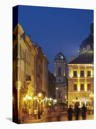 Market Square (Ploscha Rynok) at Dusk, Lviv, UKraine-Ian Trower-Stretched Canvas