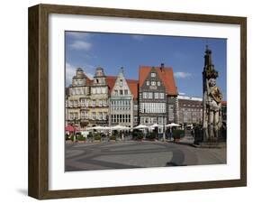 Market Square with Roland Statue, Old Town, UNESCO World Heritage Site, Bremen, Germany, Europe-Hans Peter Merten-Framed Photographic Print