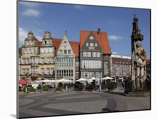 Market Square with Roland Statue, Old Town, UNESCO World Heritage Site, Bremen, Germany, Europe-Hans Peter Merten-Mounted Photographic Print