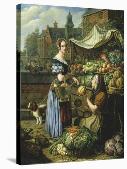 Market Stall in Bruges-Henri Voordecker-Stretched Canvas