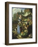 Market Stall in Bruges-Henri Voordecker-Framed Giclee Print