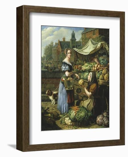 Market Stall in Bruges-Henri Voordecker-Framed Giclee Print