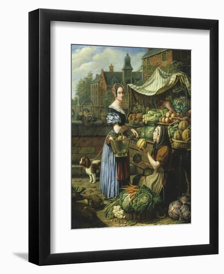 Market Stall in Bruges-Henri Voordecker-Framed Giclee Print