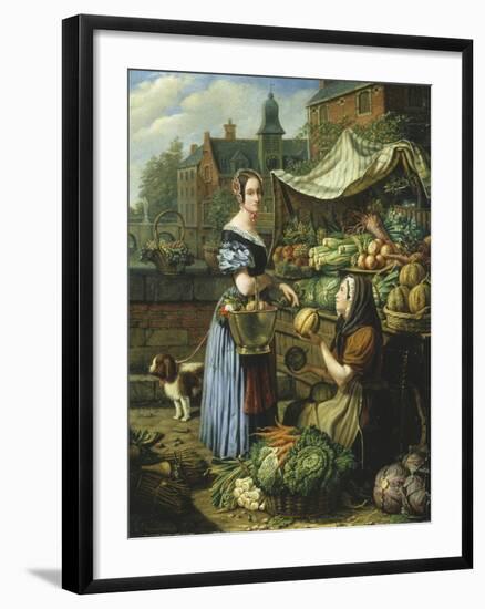 Market Stall in Bruges-Henri Voordecker-Framed Giclee Print
