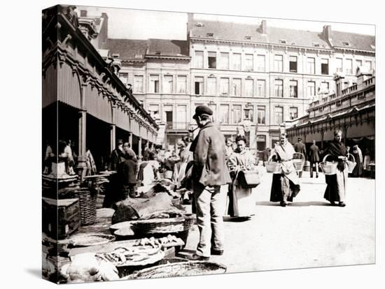 Market Stalls, Antwerp, 1898-James Batkin-Stretched Canvas