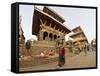 Market Stalls Set out Amongst the Temples, Durbar Square, Patan, Kathmandu Valley, Nepal-Don Smith-Framed Stretched Canvas