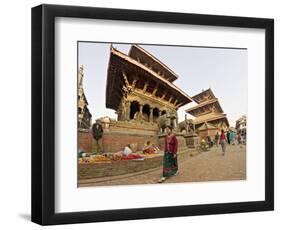 Market Stalls Set out Amongst the Temples, Durbar Square, Patan, Kathmandu Valley, Nepal-Don Smith-Framed Photographic Print