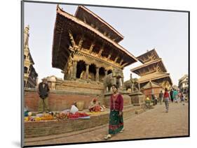 Market Stalls Set out Amongst the Temples, Durbar Square, Patan, Kathmandu Valley, Nepal-Don Smith-Mounted Photographic Print