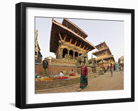 Market Stalls Set out Amongst the Temples, Durbar Square, Patan, Kathmandu Valley, Nepal-Don Smith-Framed Photographic Print