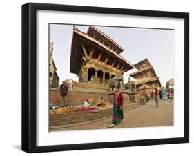 Market Stalls Set out Amongst the Temples, Durbar Square, Patan, Kathmandu Valley, Nepal-Don Smith-Framed Photographic Print