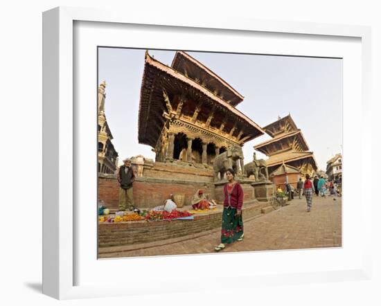 Market Stalls Set out Amongst the Temples, Durbar Square, Patan, Kathmandu Valley, Nepal-Don Smith-Framed Photographic Print