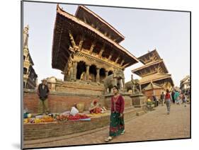 Market Stalls Set out Amongst the Temples, Durbar Square, Patan, Kathmandu Valley, Nepal-Don Smith-Mounted Photographic Print