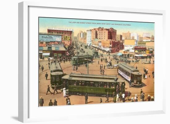 Market Street, Cable Cars, San Francisco, California-null-Framed Art Print