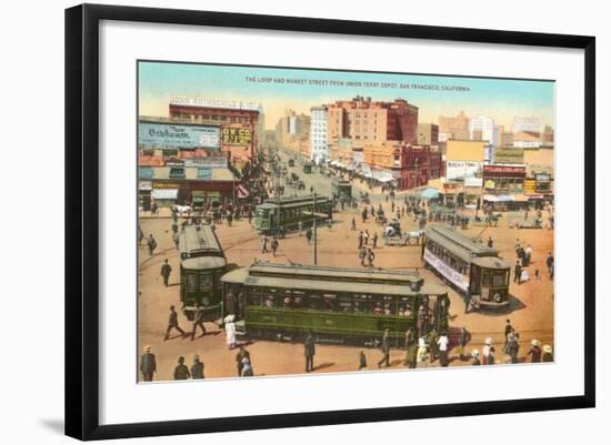 Market Street, Cable Cars, San Francisco, California-null-Framed Art Print