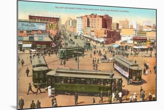 Market Street, Cable Cars, San Francisco, California-null-Mounted Art Print