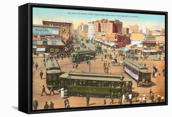 Market Street, Cable Cars, San Francisco, California-null-Framed Stretched Canvas