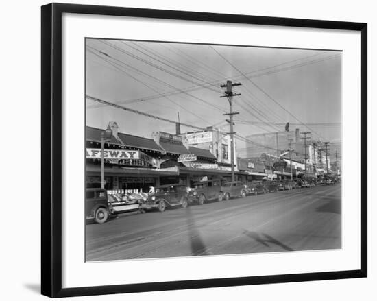 Market Street in Ballard Photograph - Seattle, WA-Lantern Press-Framed Art Print