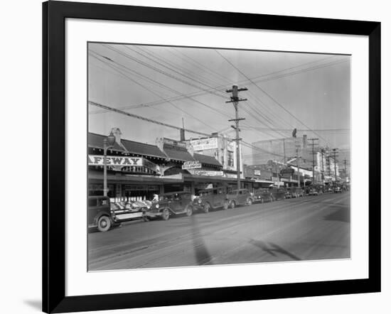 Market Street in Ballard Photograph - Seattle, WA-Lantern Press-Framed Art Print