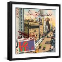 Market Street, San Francisco, Vintage Postcard Collage-Piddix-Framed Art Print