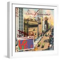 Market Street, San Francisco, Vintage Postcard Collage-Piddix-Framed Art Print