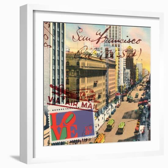 Market Street, San Francisco, Vintage Postcard Collage-Piddix-Framed Art Print