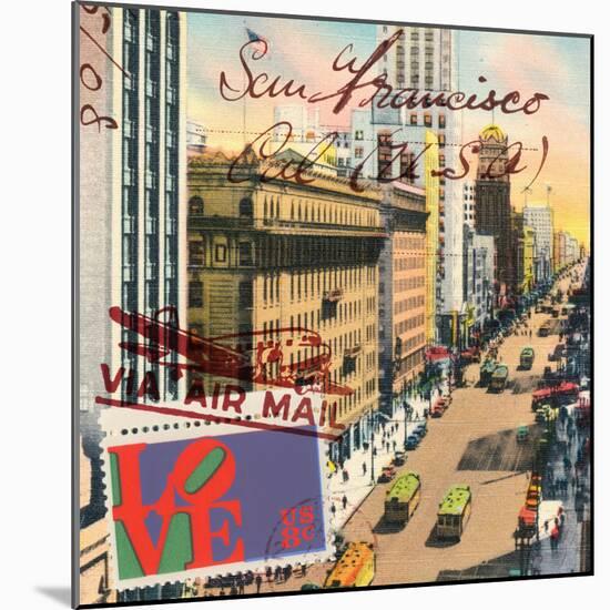 Market Street, San Francisco, Vintage Postcard Collage-Piddix-Mounted Art Print