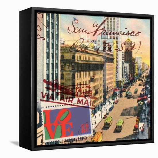 Market Street, San Francisco, Vintage Postcard Collage-Piddix-Framed Stretched Canvas