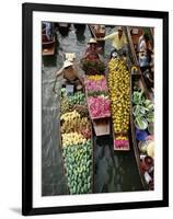 Market Traders in Boats Selling Fruit, Damnoen Saduak Floating Market, Bangkok, Thailand-Gavin Hellier-Framed Photographic Print