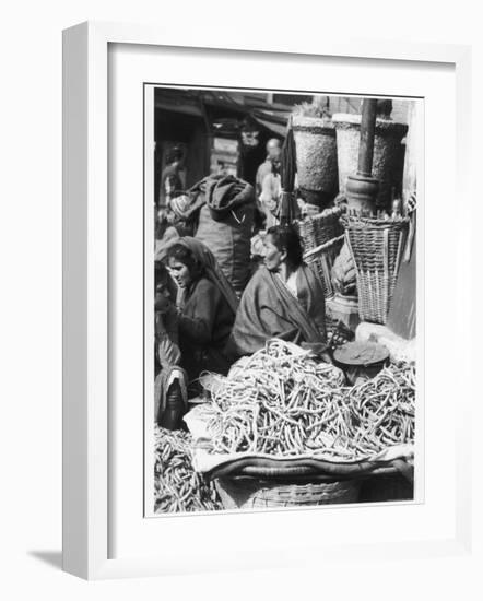 Market Women Offering Fruit and Vegetables in the Market at Kathmandu Nepal-null-Framed Photographic Print