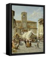Marketday in Desanzano-Jacques Carabain-Framed Stretched Canvas