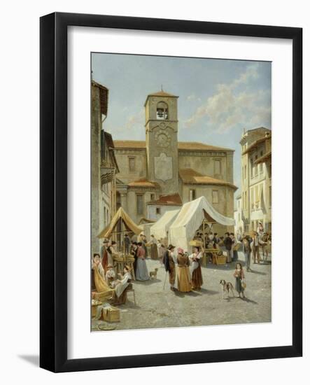 Marketday in Desanzano-Jacques Carabain-Framed Giclee Print