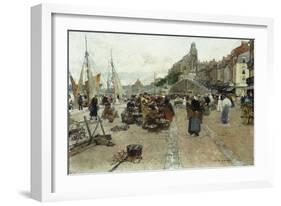 Marketplace by a Harbour-Luigi Loir-Framed Giclee Print