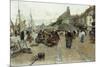 Marketplace by a Harbour-Luigi Loir-Mounted Giclee Print