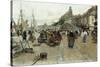 Marketplace by a Harbour-Luigi Loir-Stretched Canvas