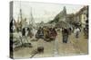 Marketplace by a Harbour-Luigi Loir-Stretched Canvas