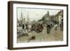 Marketplace by a Harbour-Luigi Loir-Framed Premium Giclee Print