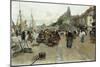 Marketplace by a Harbour-Luigi Loir-Mounted Premium Giclee Print