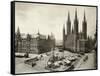 Marketplace in Wiesbaden in Germany-null-Framed Stretched Canvas