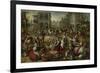 Marketplace, with the Flagellation, the Ecce Homo and the Bearing of the Cross-Joachim Bueckelaer-Framed Premium Giclee Print