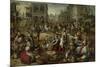 Marketplace, with the Flagellation, the Ecce Homo and the Bearing of the Cross-Joachim Bueckelaer-Mounted Premium Giclee Print