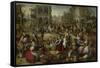 Marketplace, with the Flagellation, the Ecce Homo and the Bearing of the Cross-Joachim Bueckelaer-Framed Stretched Canvas