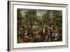 Marketplace, with the Flagellation, the Ecce Homo and the Bearing of the Cross-Joachim Bueckelaer-Framed Art Print