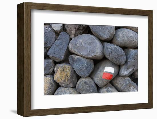 Marking for Hikers on a Stone Wall, La Palma, Canary Islands, Spain, Europe-Gerhard Wild-Framed Photographic Print