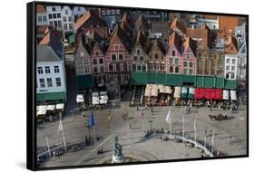Markt Square seen from the top of Belfry Tower(Belfort Tower), UNESCO World Heritage Site, Bruges, -Peter Barritt-Framed Stretched Canvas
