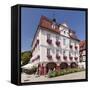 Marktplatz (square) with city hall, Nagold, Black Forest, Baden-Wurttemberg, Germany-Markus Lange-Framed Stretched Canvas