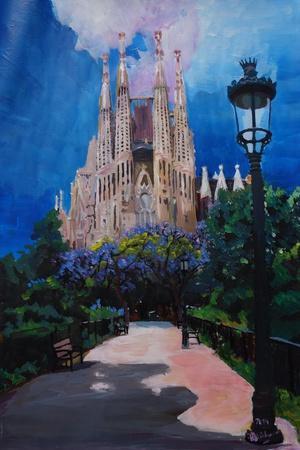 Barcelona Sagrada Familia with Park and Lantern