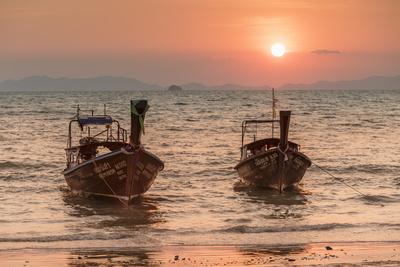 Longtail boats at West Rai Leh Beach, Railay Peninsula, Krabi Province, Thailand
