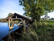 Boat Garage in the Schwaigfurt Pond Bad Schussenried, Baden-WŸrttemberg, Germany-Markus Leser-Stretched Canvas